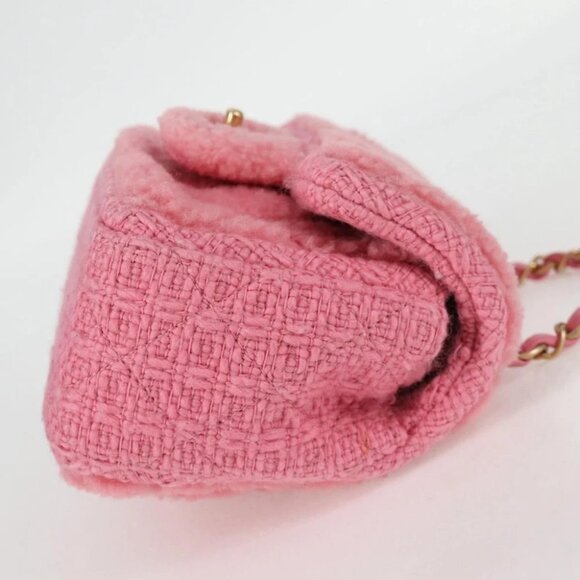 CHANEL Matelasse Chain Shoulder Bag Wool Pink Gold CC Auth 128240M - Picture 5 of 15